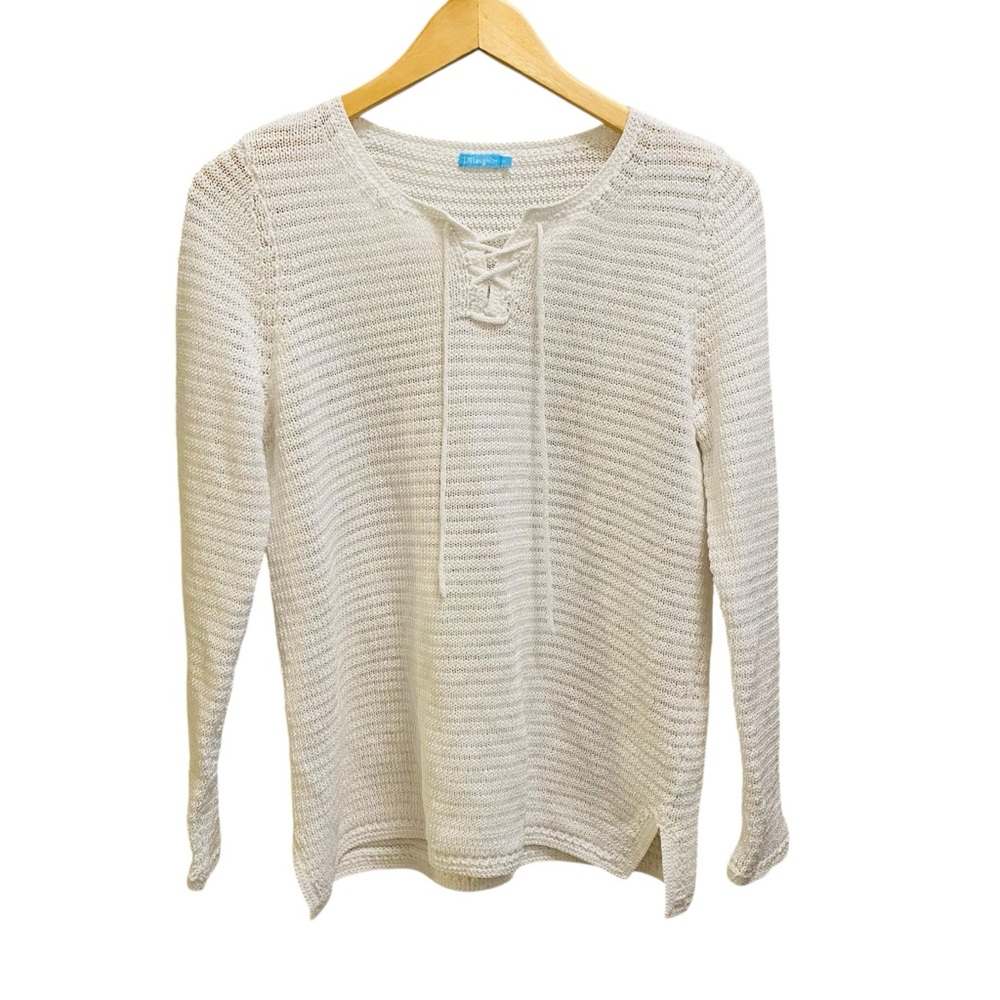J. McLaughlin Open Knit Lace Up Sweater